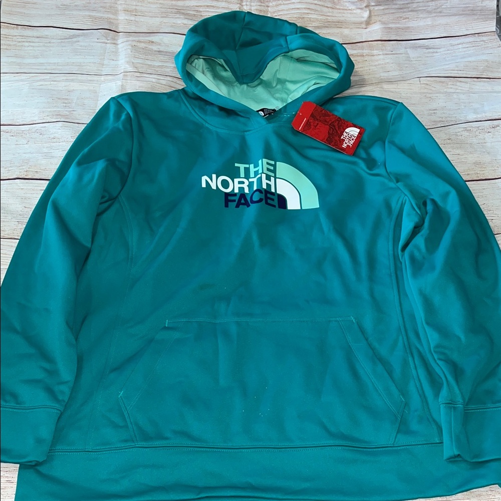 The North Face Women's Fave Half Dome Aqua Blue Pull- Over Hoodie XXL